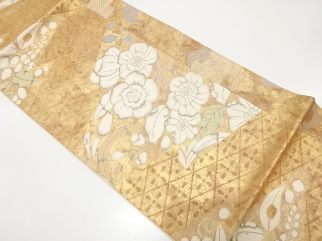 辻ヶ花模様織り出し　袋帯